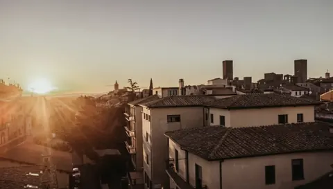 Sunset over Viterbo's historic centre from the terraces of Nazareth Residence